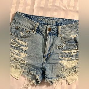 American eagle high-rise ripped denim festival shorts size 2